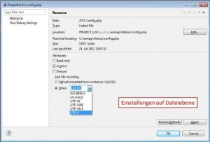 Encoding in eclipsePDT auf  Dateiebene