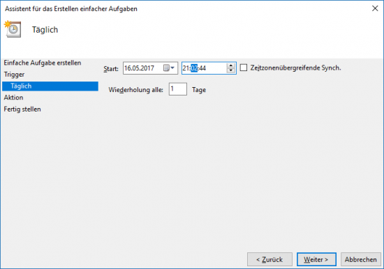Zeitsteuerung für tägliche Ausführung einstellen